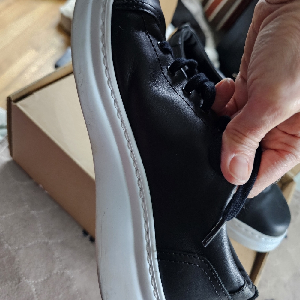 Camper Black Leather Lace-Up Sneakers with White Soles - Picture 7 of 14